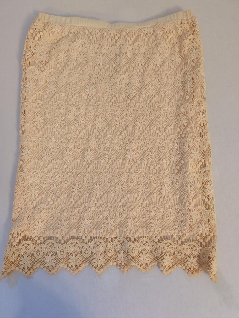 Vintage Inspired Boho Adiva Cream Lace Skirt Lined Size Large New With Tags